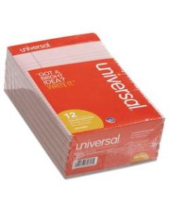 Universal Color Perforated Notepads, 5in x 8in, Narrow Ruled, 100 Pages (50 Sheets), Pink, Pack Of 12