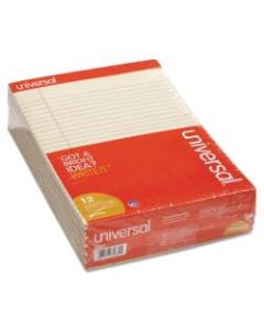 Universal Color Perforated Notepads, 8 1/2in x 11in, Legal Ruled, 100 Pages (50 Sheets), Ivory, Pack Of 12