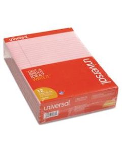 Universal Color Perforated Notepads, 8 1/2in x 11in, Legal Ruled, 100 Pages (50 Sheets), Pink, Pack Of 12