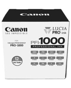 Canon PFI-1000 - 12-pack - gray, blue, yellow, cyan, magenta, red, matte black, photo black, photo cyan, photo magenta, photo gray, chroma optimizer - original - ink tank - for imagePROGRAF PRO-1000