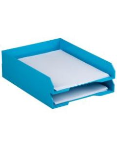 JAM Paper Stackable Paper Trays, 2inH x 9-3/4inW x 12-1/2inD, Blue, Pack Of 2 Trays