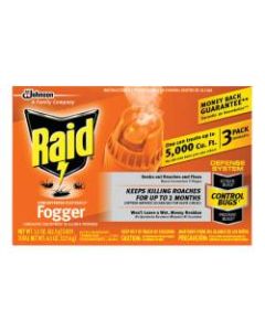 Raid Concentrated Deep Reach Foggers, 1.5 Oz, 3 Foggers Per Pack, Case Of 12 Packs