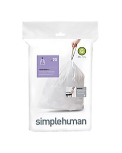 simplehuman Custom Fit Can Liners, G, 8 Gallons, White, Pack Of 240 Liners