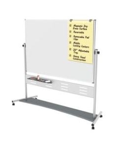 MasterVision Gold Ultra Evolution Revolver Magnetic Mobile Dry-Erase Whiteboard Easel, 70in x 47in, Aluminum Frame With Silver Finish
