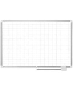 MasterVision 2in Grid Magnetic Gold Ultra Board Kit - Business - 1in x 2in Block - White, Silver - Aluminum, Lacquered Steel - 24in Height x 36in Width - Magnetic, Dry Erase Surface, Marker Tray, Mountable - 1 Each