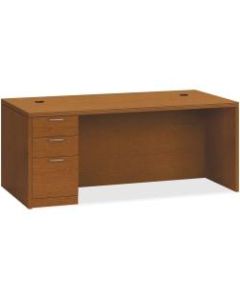HON Valido Left Pedestal Desk, 72inW - 3-Drawer - 72in x 36in x 29.5in x 1.5in - 3 x Box Drawer(s), File Drawer(s) - Single Pedestal on Left Side - Ribbon Edge - Finish: Laminate, Bourbon Cherry