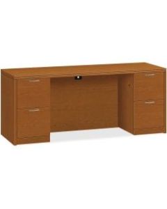 HON Valido Double Pedestal Credenza 72inW - 4-Drawer - 72in x 24in x 29.5in x 1.5in - 4 x File Drawer(s) - Double Pedestal on Left/Right Side - Ribbon Edge - Material: Particleboard - Finish: Laminate, Bourbon Cherry