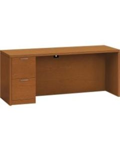 HON Valido Left Pedestal Desk, 66inW - 2-Drawer - 72in x 24in x 29.5in x 1.5in - 2 x File Drawer(s) - Single Pedestal on Left Side - Ribbon Edge - Material: Particleboard - Finish: Laminate, Bourbon Cherry