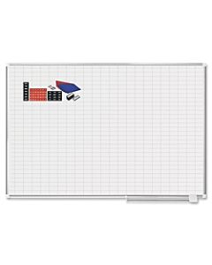 MasterVision 2in Grid Magnetic Gold Ultra Board Kit - White, Gold - Aluminum, Steel - Magnetic, Dry Erase Surface, Marker Tray