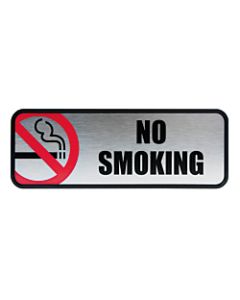 Cosco Brushed Metal "No Smoking" Sign, 3inx 9in, Silver