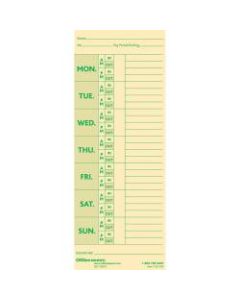 Office Depot Brand Time Cards With Deductions, Weekly, Monday-Sunday Format, 2-Sided, 3 3/8in x 8 7/8in, Manila, Pack Of 100