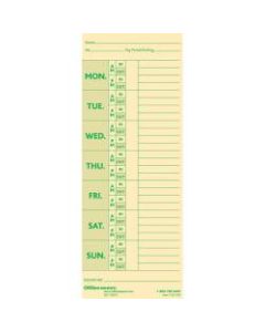 Office Depot Brand Time Cards With Deductions, Weekly, Monday-Sunday Format, 2-Sided, 3 3/8in x 8 7/8in, Manila, Pack Of 100