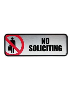 Cosco Brushed Metal "No Soliciting" Sign, 3in x 9in