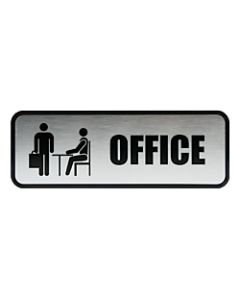 Cosco Brushed Metal "Office" Sign, 3in x 9in