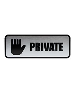 Cosco Brushed Metal "Private" Sign, 3in x 9in