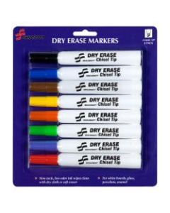 SKILCRAFT Dry-Erase Markers, Chisel Tip, Assorted Colors, Pack Of 8 (AbilityOne 7520-01-186-3605)