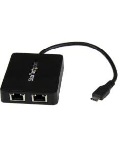 StarTech.com USB C to Dual Gigabit Ethernet Adapter with USB 3.0 (Type-A) Port - USB Type-C Gigabit Network Adapter - Use the USB-C port on your laptop to add LAN access with two Gigabit Ethernet ports and a USB 3.0 (Type-A) port - USB-C to Dual Gigabit