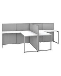 Bush Business Furniture Easy Office 60inW 2-Person L-Shaped Cubicle Desk Workstation With 45inH Panels, Pure White/Silver Gray, Premium Installation