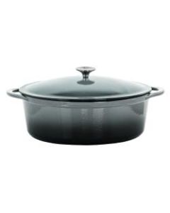 MegaChef 7-Quart Enameled Cast Iron Casserole Dish, Gray