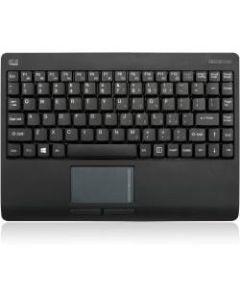Adesso Wireless Mini Touchpad Keyboard - Wireless Connectivity - RF - 30 ft - 2.40 GHz - USB Interface - 87 Key Power Switch, Connect, Right Mouse, Left Mouse Hot Keys - English US - Computer - Black