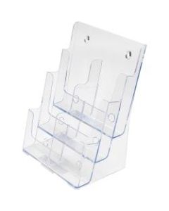 deflecto 6-Leaflet Tiered Desktop Lit. Holder - 6 Pocket(s) - 3 Tier(s) - 13.8in Height x 9in Width x 7.5in Depth - Desktop, Wall Mountable - Clear - Plastic - 1Each