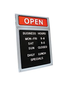 Cosco Upscale "Open/Closed" Letterboard Sign, 20inH x 15inW, Black/Red/White