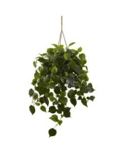 Nearly Natural 3ftH Philodendron With Hanging Basket, Green/Brown