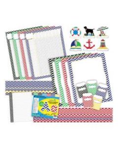Barker Creek Chevron Curated Collection Bulletin Board Set, Nautical