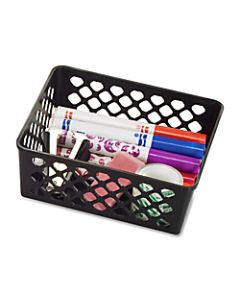OIC Plastic Supply Baskets, Small Size, 30% Recycled, Black, Pack Of 3
