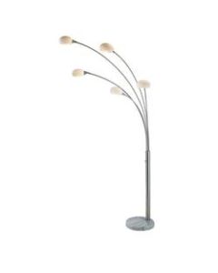 Adesso Luna Arc Floor Lamp, 86inH, White Shade/Brushed Steel