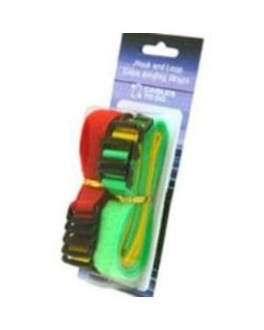 C2G 11in Hook-and-Loop Cable Management Straps - Bright Multi-Color - 12pk - Yellow, Luminous Green, Red