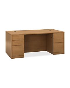 HON 10500 H105890 Pedestal Desk - 72in x 36in x 29.5in x 1.1in - 5 - Double Pedestal - Material: Wood - Finish: Harvest, Laminate