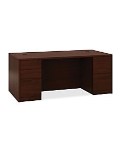 HON 10500 Series Double-Pedestal Desk, Full Pedestals, 72inW x 36inD, Mahogany
