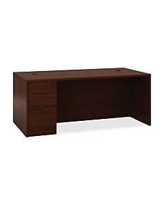 HON 10500 Series 72in W Left Pedestal Desk, Mahogany