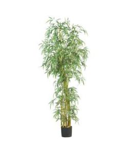 Nearly Natural 7ftH Silk Curved Slim Bamboo Tree With Pot, Green
