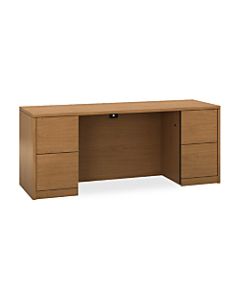 HON 10500 H105900 Kneespace Credenza - 2-Drawer - 72in x 24in x 29.5in x 1.1in - 2 - Material: Wood - Finish: Harvest, Laminate
