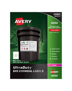 Avery UltraDuty GHS Chemical Labels, AVE60502, 4 3/4in x 7 3/4in, White, Box Of 100