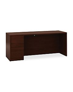 HON 10700 Series Left-Pedestal Credenza - 72in x 24in x 29.5in x 1.1in - 2 x File Drawer(s) - Single Pedestal on Left Side - Square Edge - Material: Wood - Finish: Laminate, Mahogany
