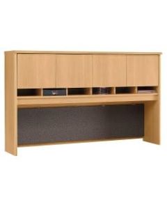 Bush Business Furniture Components 4 Door Hutch, 72inW, Light Oak, Standard Delivery