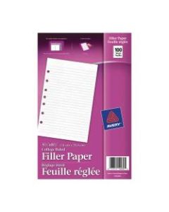 Avery 7-Hole Punched Mini Binder Filler Paper, 5 1/2in x 8 1/2in, College Ruled, Pack Of 100 Sheets