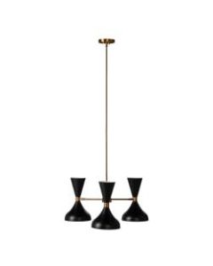 Southern Enterprises Anza 3-Light Metal Pendant Lamp, Black Shades/Antique Brass Base