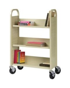 Lorell Single-Sided Mobile Steel Book Cart, 3-Shelf, Putty