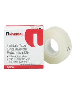 Universal Invisible Tape, 3/4in x 3,888in, Clear