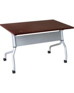 Lorell Flip Top Training Table, 48inW, Mahogany/Silver