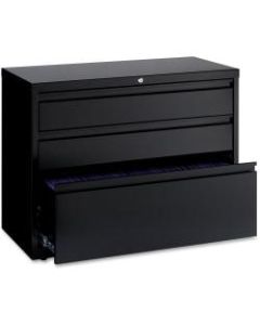 Lorell 36inW Lateral 3-Drawer File Cabinet, Metal, Black