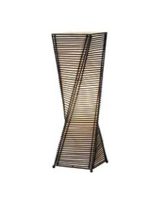 Adesso Stix Table Lantern, 24-1/2in H, Black Base/Natural Beige Shade