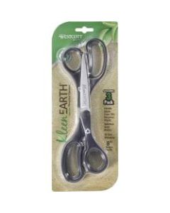 Westcott KleenEarth Basic Recycled Scissors - 8in Overall Length - Straight - Stainless Steel - Black - 3 / Pack