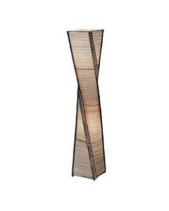 Adesso Stix Floor Lantern, 50inH, Black Base/Natural Beige Shade