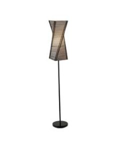 Adesso Stix Floor Lamp, 68in H, Black Base/Natural Beige Shade
