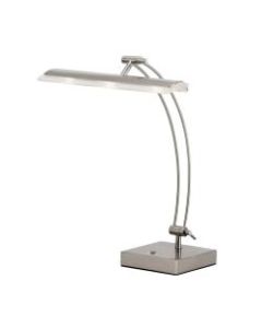 Adesso LED Bankers Desk Lamp, Adjustable Height, 13in-19in, Silver